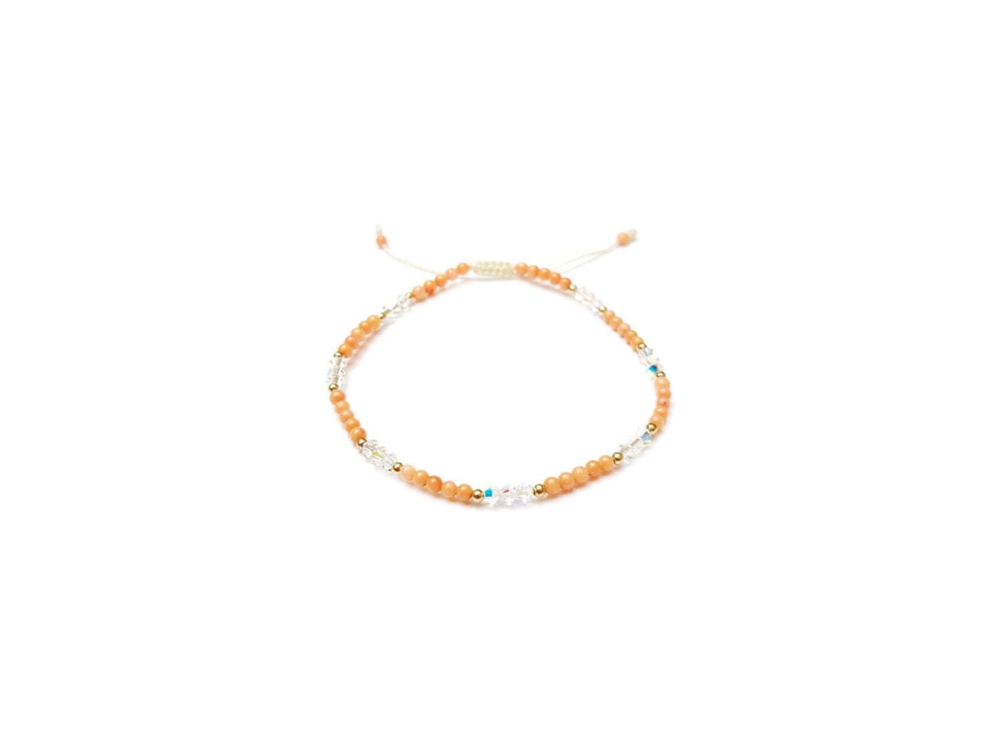 Pulsera De Coral Con Cristal Austriaco Y Oro