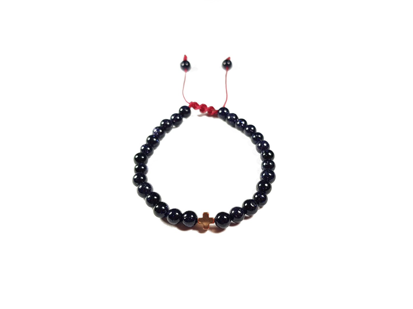 Pulsera De Aventurina Con Cruz De Hematita Dorada