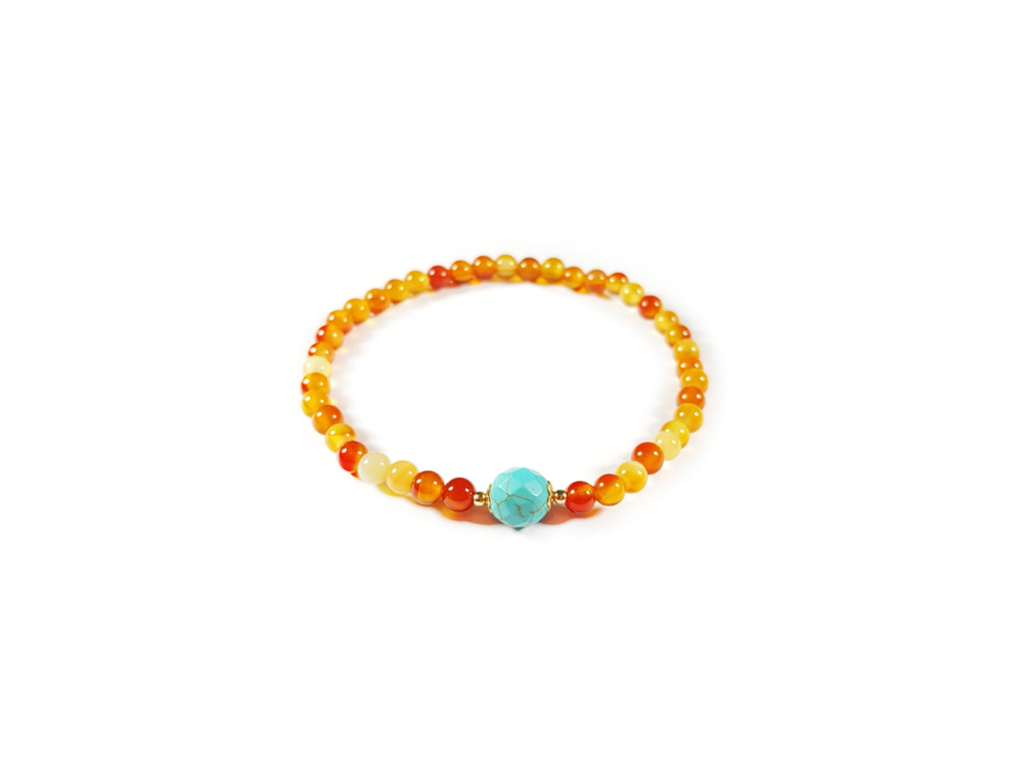 Pulsera de agata cornalina con turquesa al centro