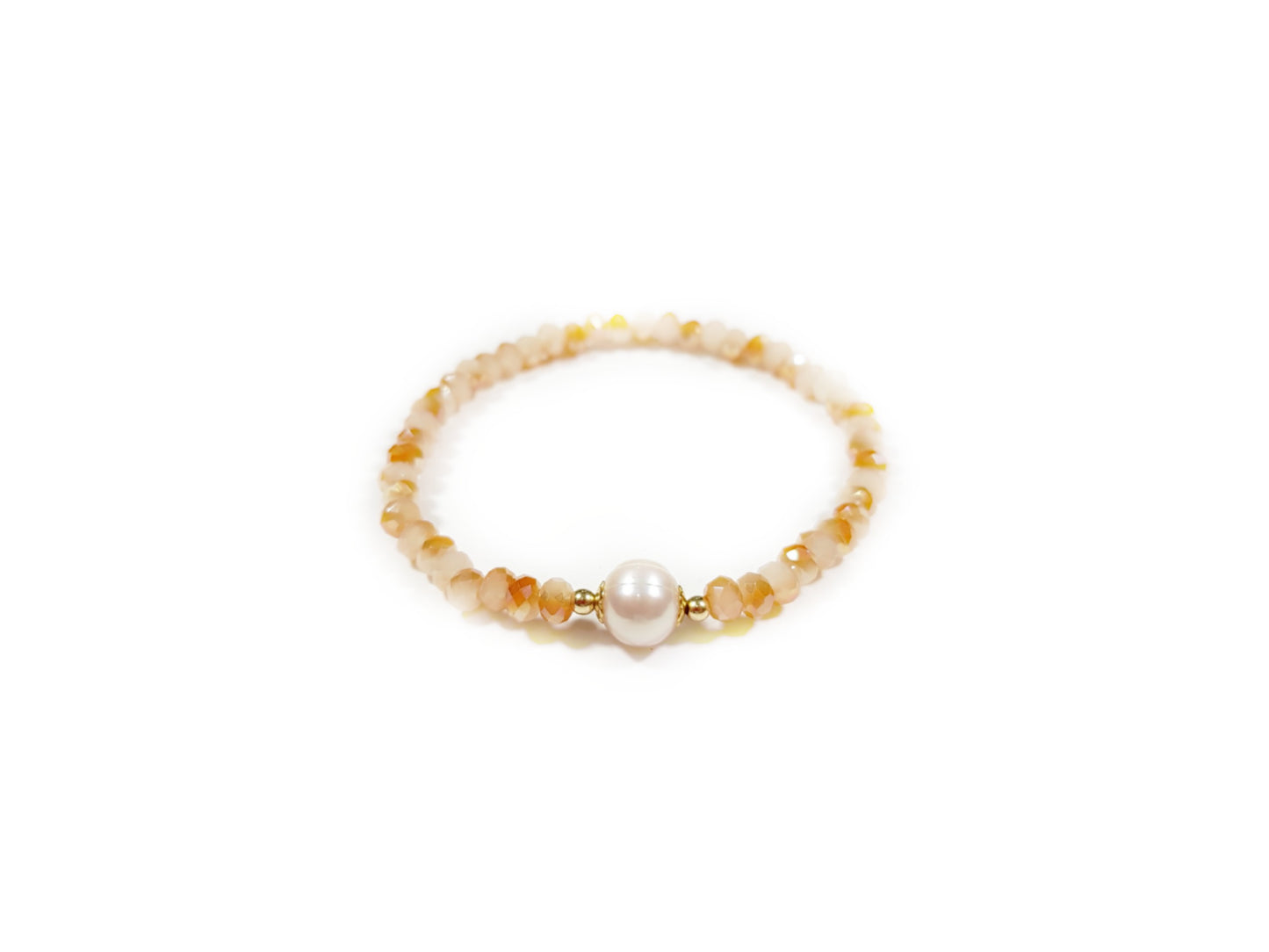 Pulsera cristales bicolor perla al centro