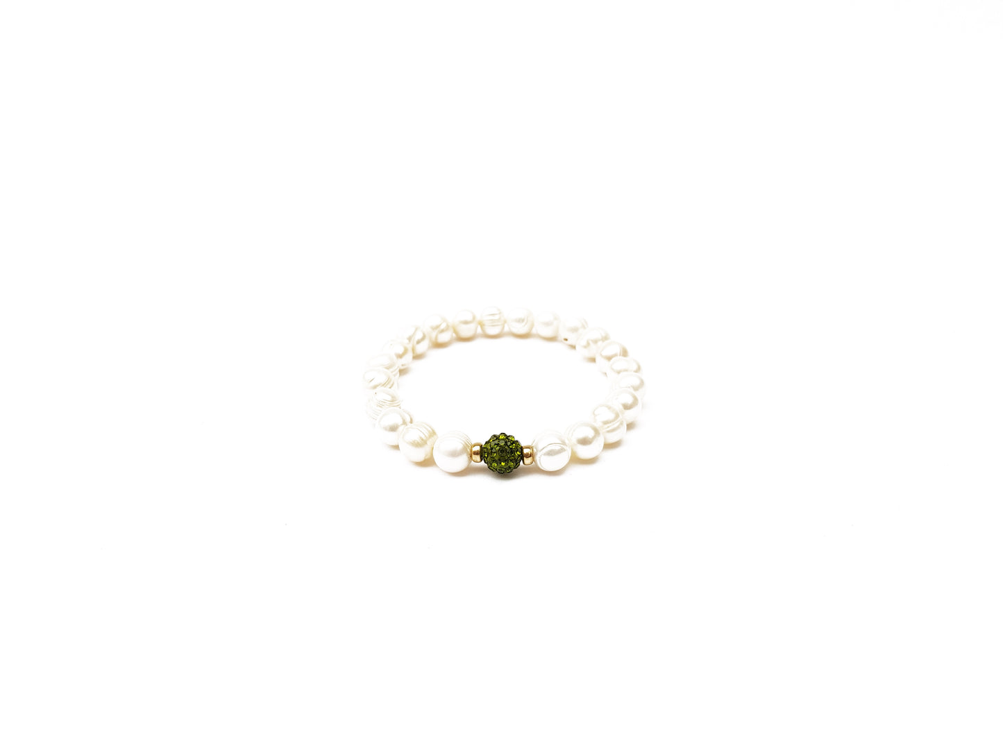 Pulsera de perlas con esfera de cristal