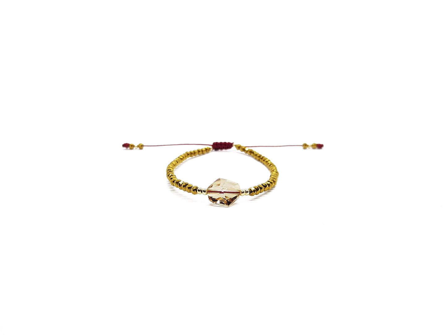 Pulsera Dorada De Cristales Con Cristal Austriaco Al Centro