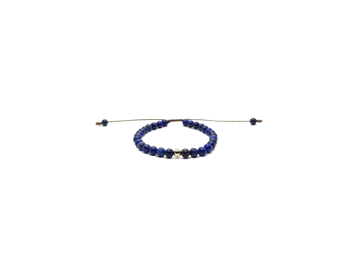 Pulsera De Lapislázuli Con Esfera De Oro