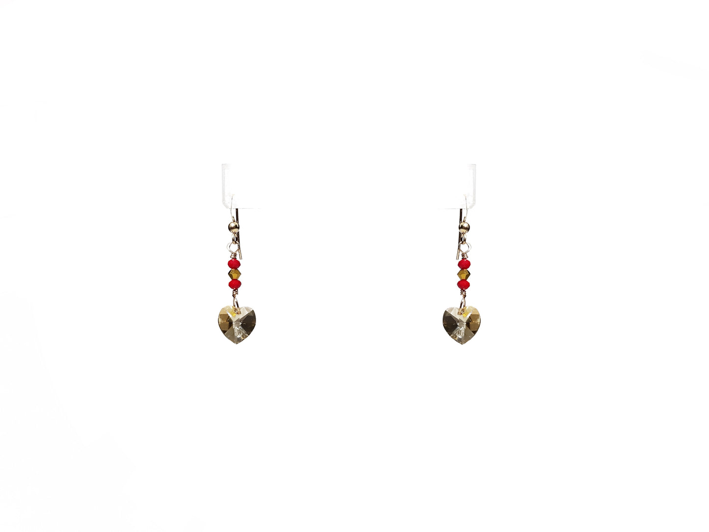 Aretes con corazón de cristal austriaco y rombos