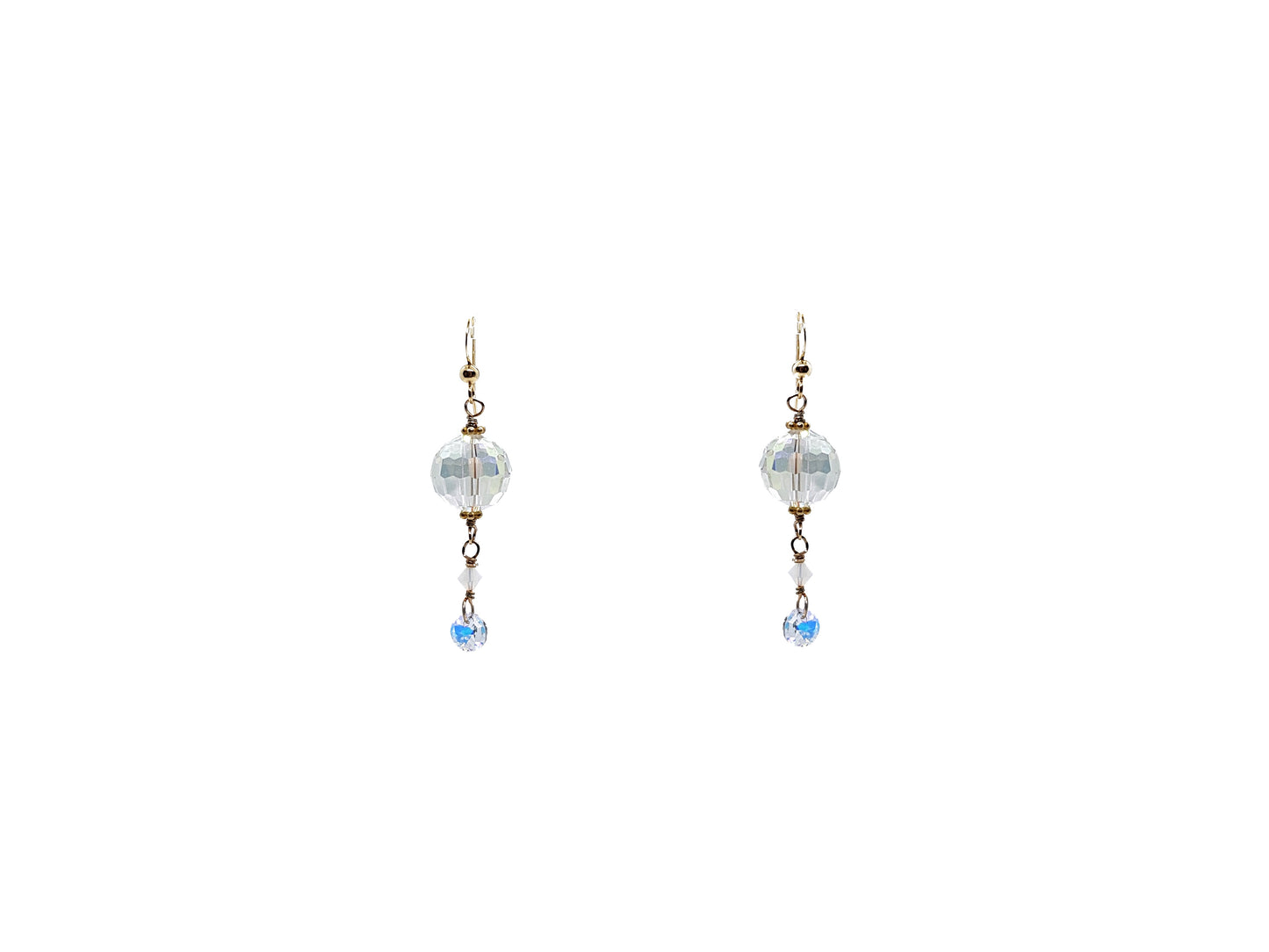 Aretes esfera de cristal 14 mm con rombo y rivoli de Swarosvki