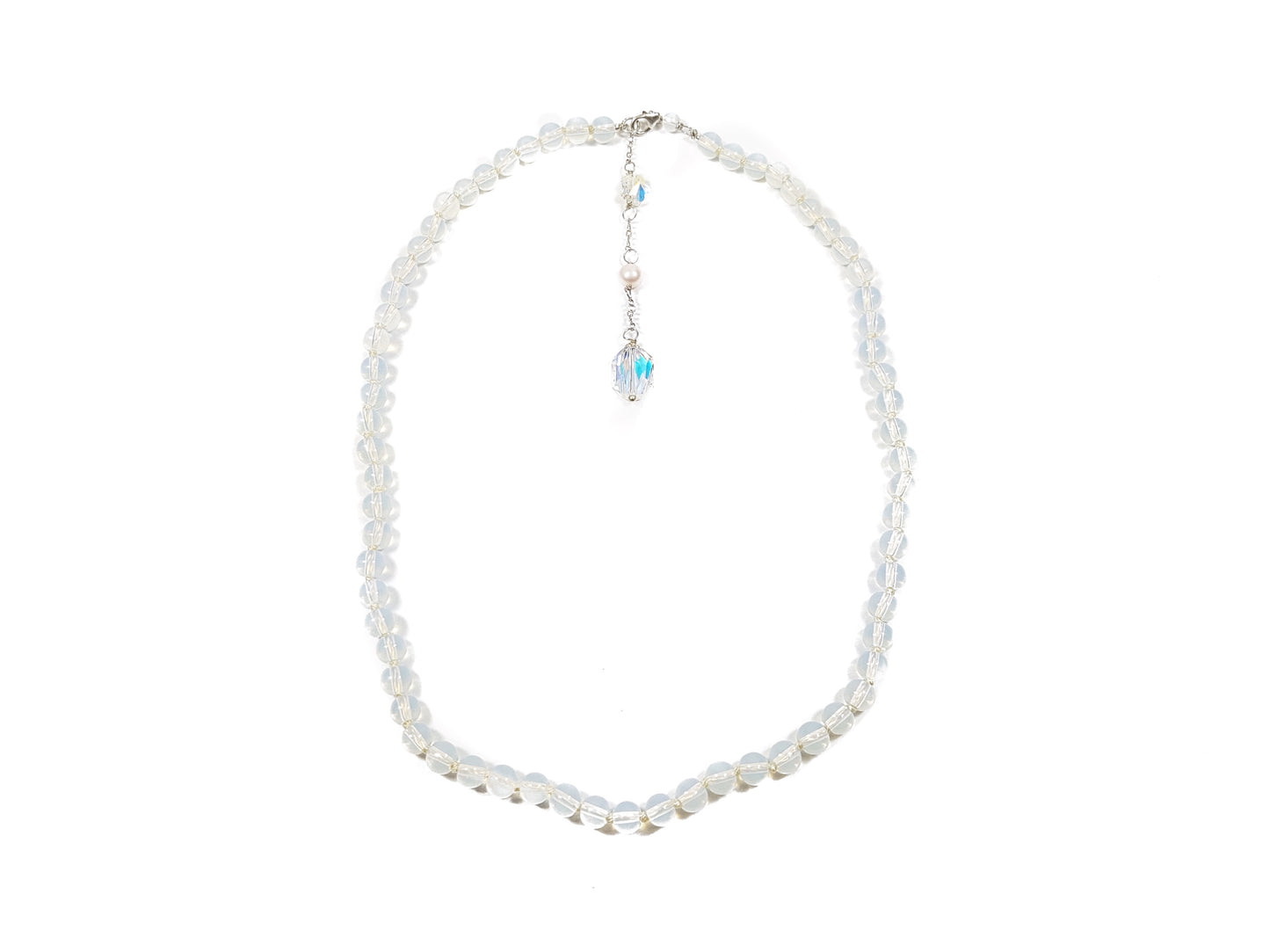 Gargantilla piedra luna con dije de cristal austriaco