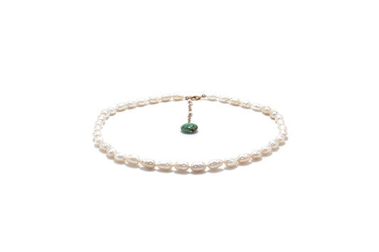 Gargantilla De Perlas Con Dije De Turquesa