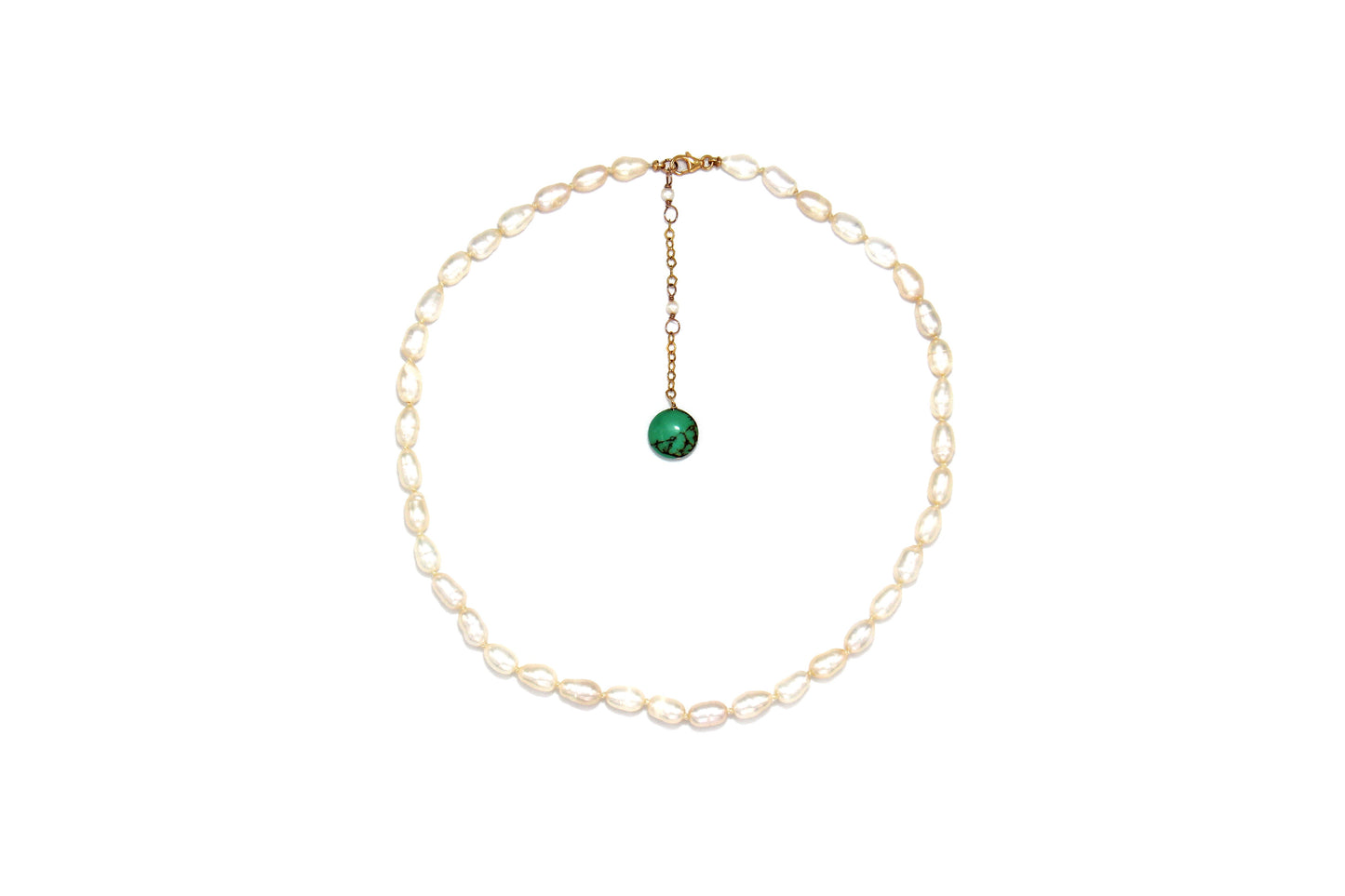 Gargantilla De Perlas Con Dije De Turquesa