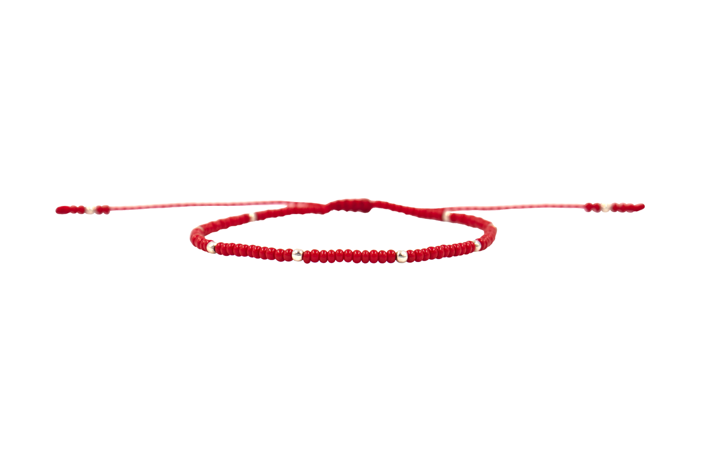 Pulsera Roja de Protección con Puntos de Plata