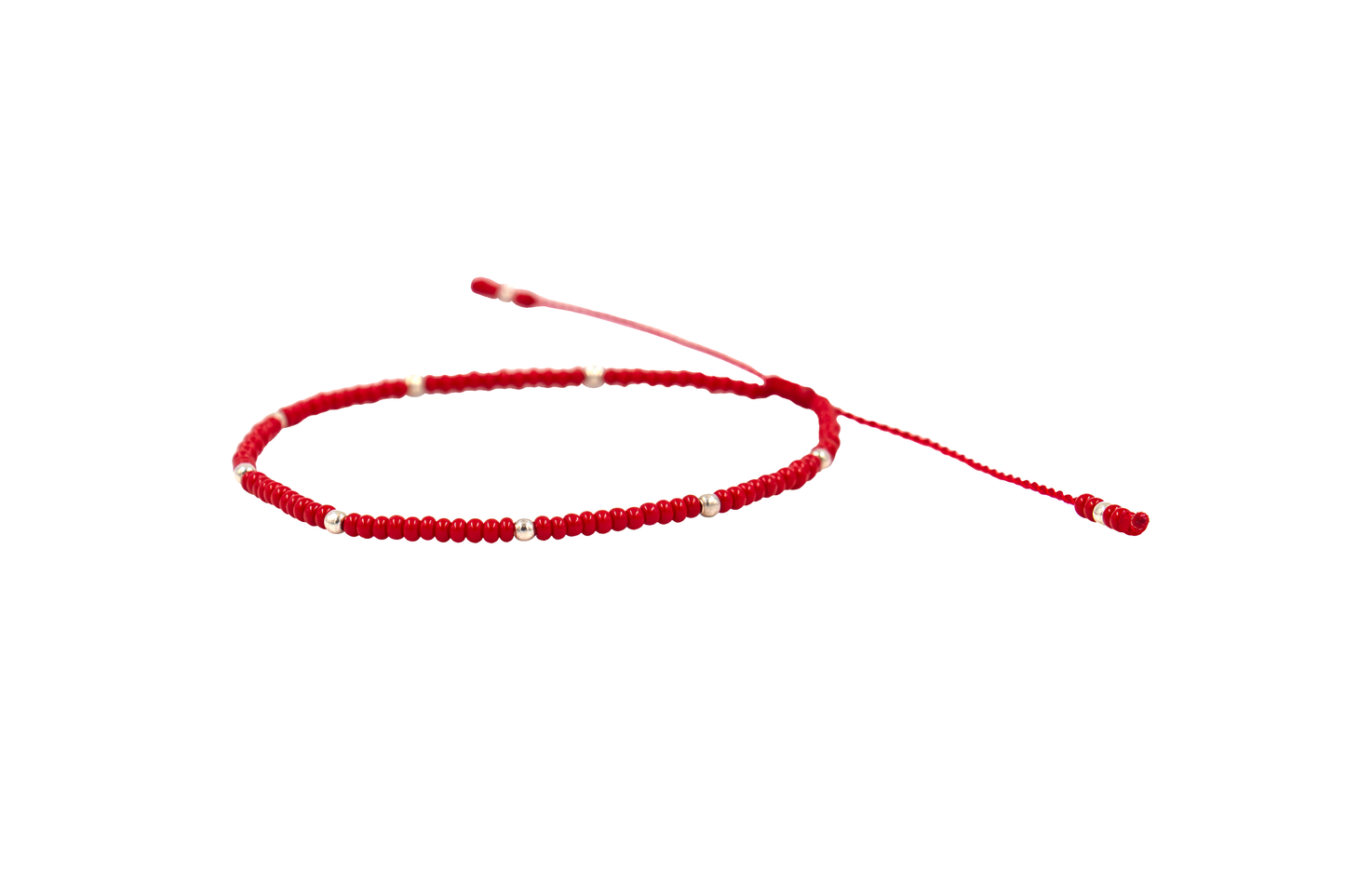 Pulsera Roja de Protección con Puntos de Plata