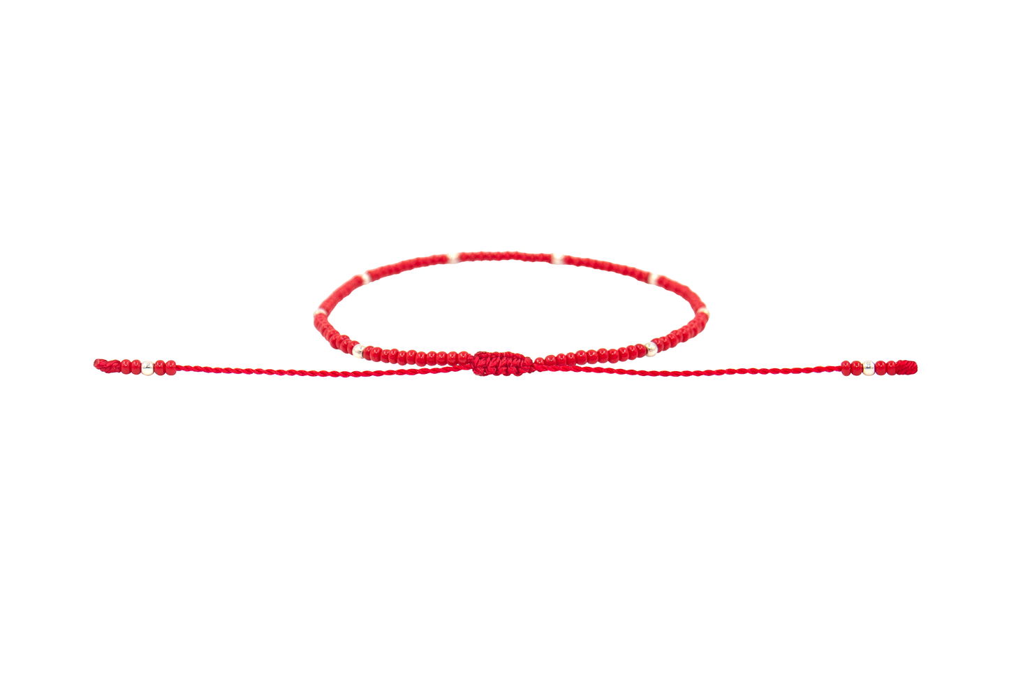 Pulsera Roja de Protección con Puntos de Plata