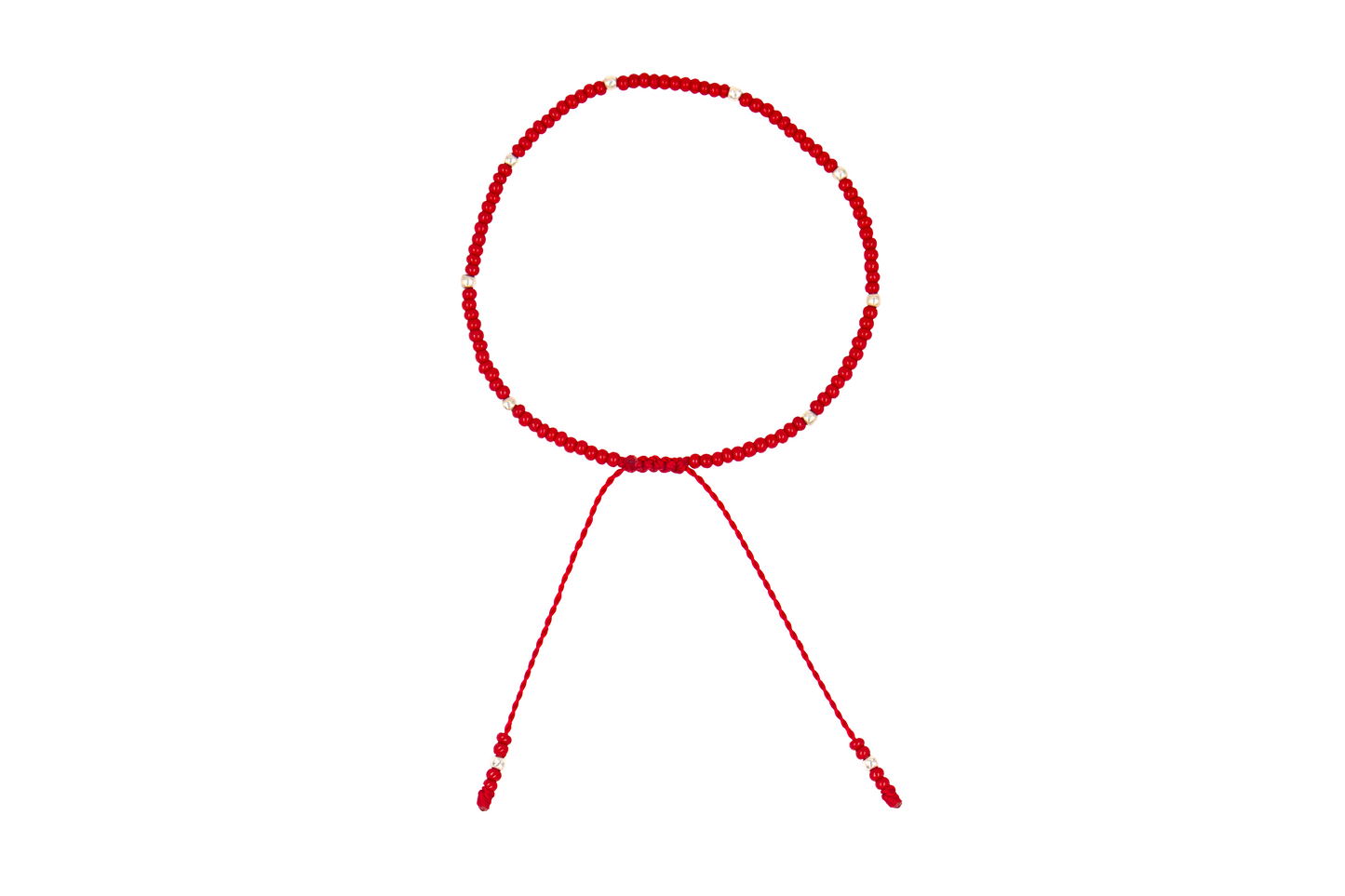 Pulsera Roja de Protección con Puntos de Plata