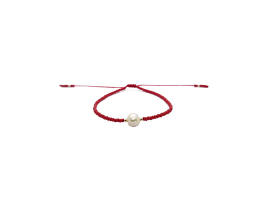 Pulsera Roja De Protección Con Perla Natural
