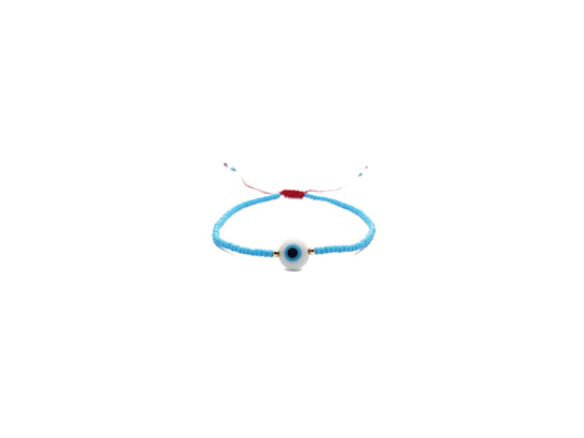 Pulsera Azul De Protección Con Ojo Turco Blanco