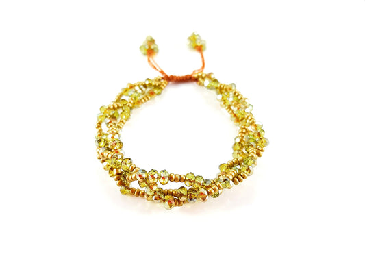 Pulsera Verde De Cristales Trenzados