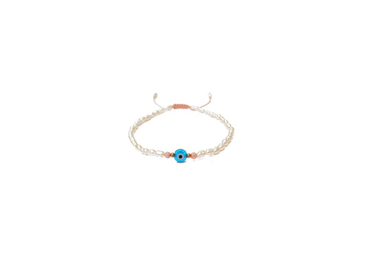 Pulsera De Protección De Perlas Y Ojo Turco