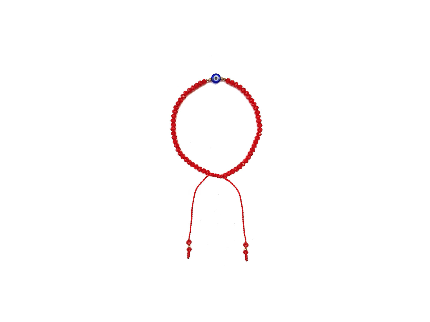 Pulsera Cristal Rojo con Ojo Turco Azul