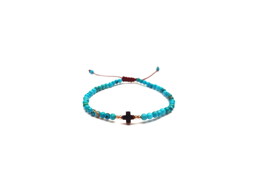 Pulsera De Turquesa Con Cruz De Hematita