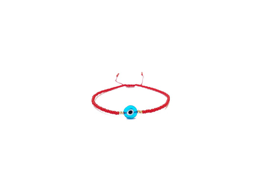 Pulsera Roja De Protección Con Ojo Turco Azul Cielo