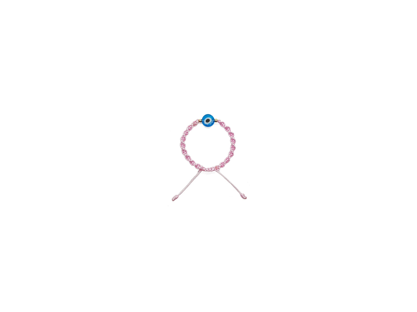 Pulsera Rosa Tejida De Protección Con Ojo Turco Para Recién Nacido