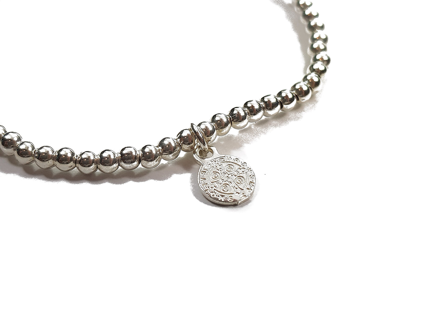 Pulsera De Protección De Plata Con Medalla De San Benito