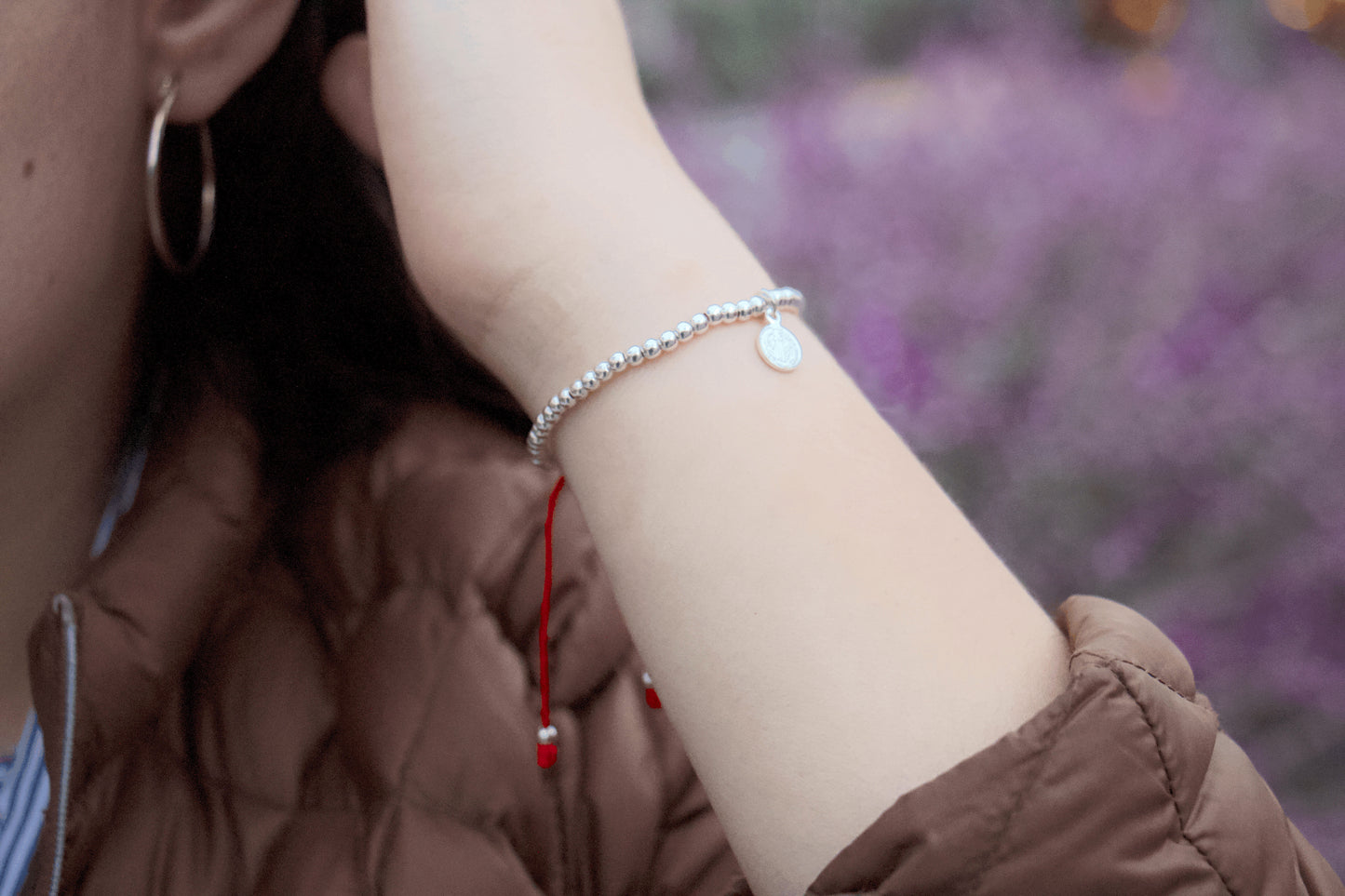 Pulsera De Protección De Plata Con Medalla De San Benito