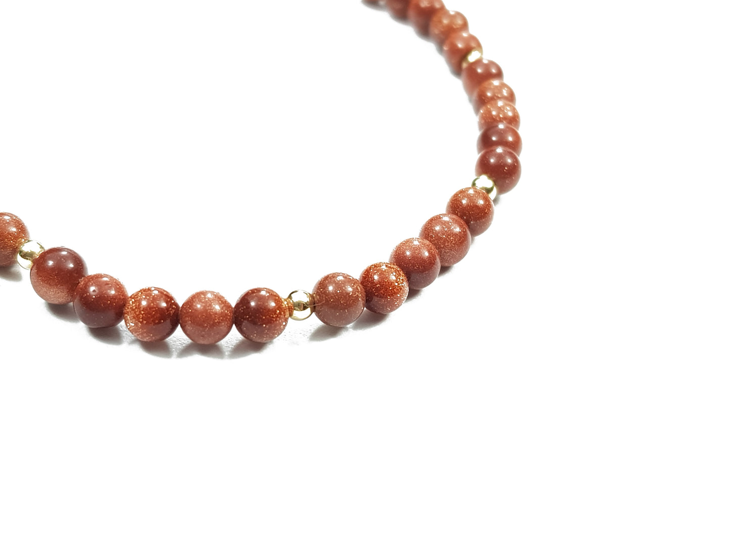 Pulsera De Aventurina Café Con Oro