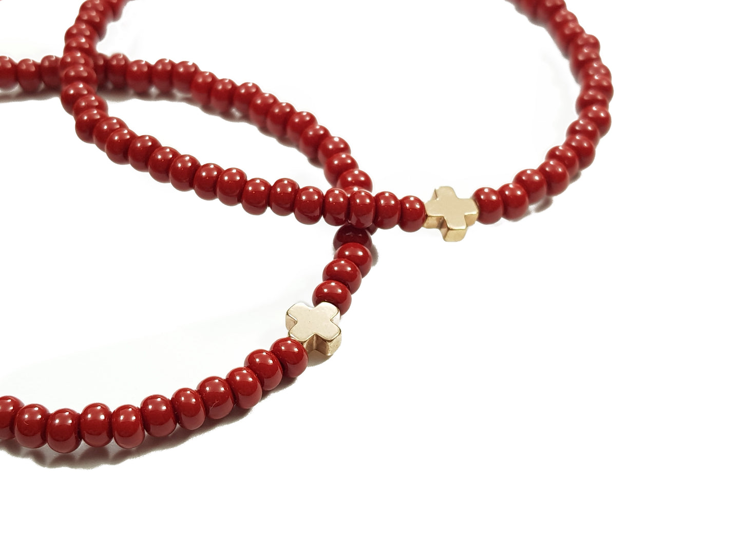 Juego De Pulseras De Protección Con Cruz De Hematita Dorada Para Parejas