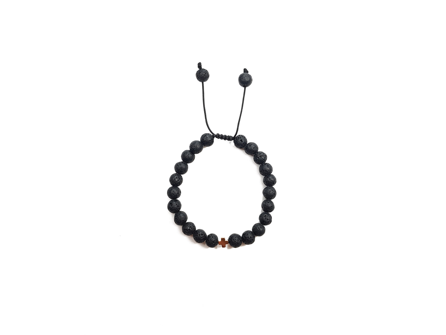 Juego De Pulseras De Piedra Volcánica Con Cruz De Hematitas Para Parejas