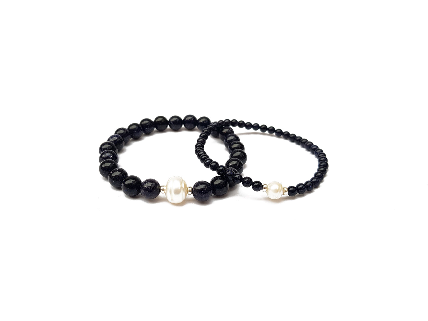 Juego De Pulseras De Aventurina Con Perla Para Parejas