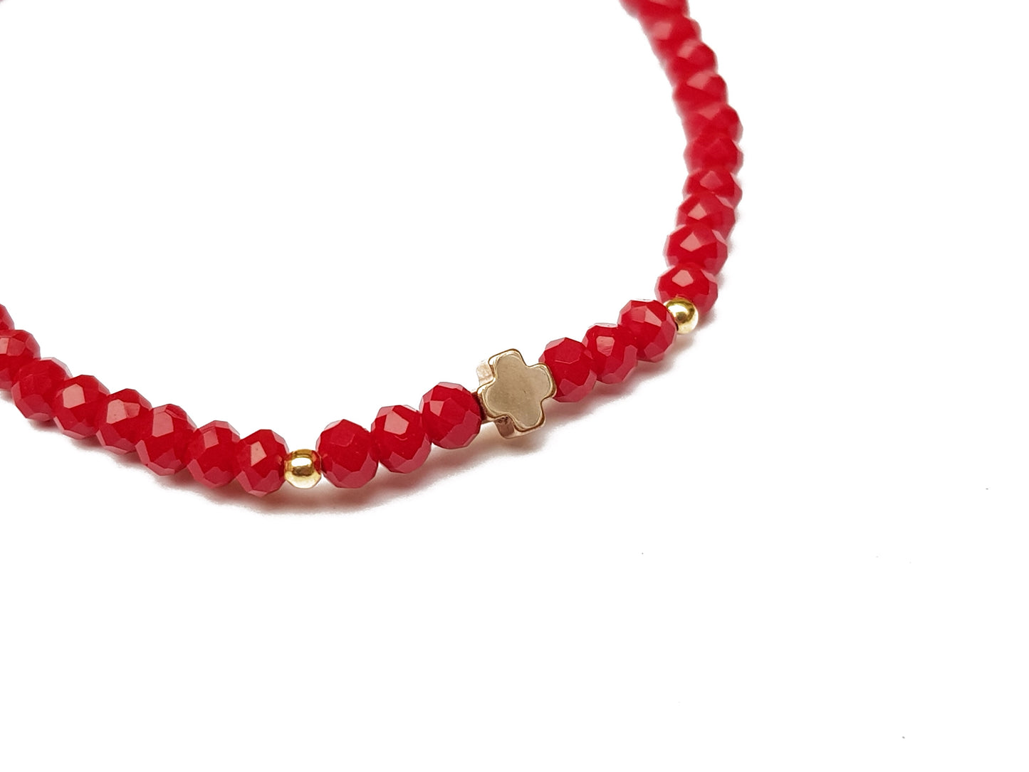 Pulsera Roja De Protección De Cristal Con Cruz De Hematita