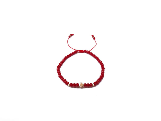 Pulsera Roja De Protección De Cristal Con Cruz De Hematita