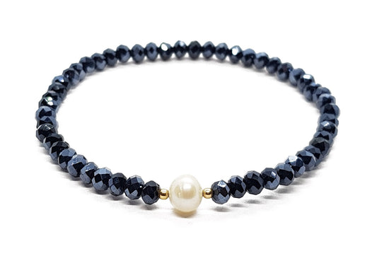 Pulsera de cristales acerina con perla natural
