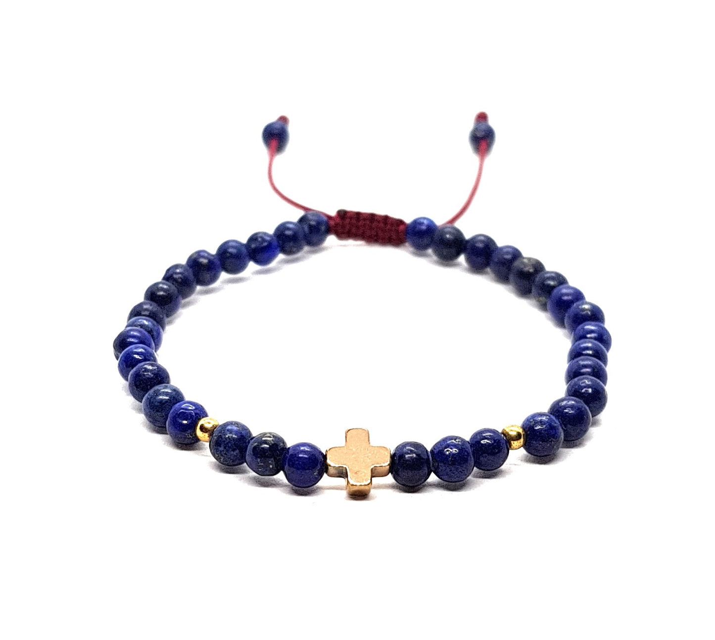 Pulsera de lapislázuli con cruz de hematita