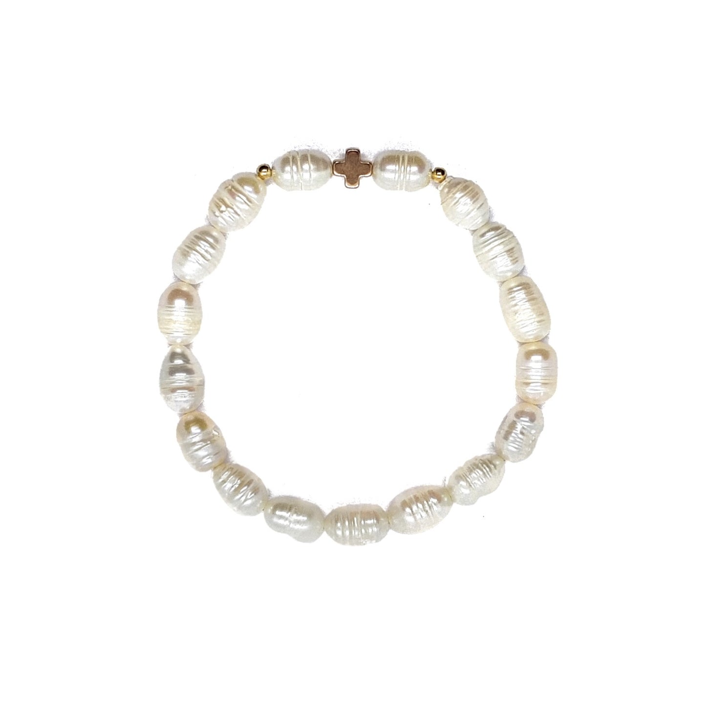 Pulsera perla barroca con cruz de hematita