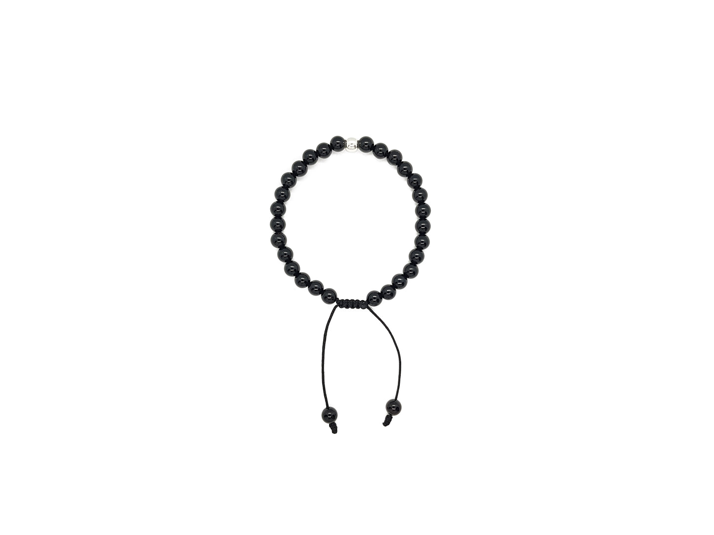 Pulsera De Ónix Con Esfera De Plata