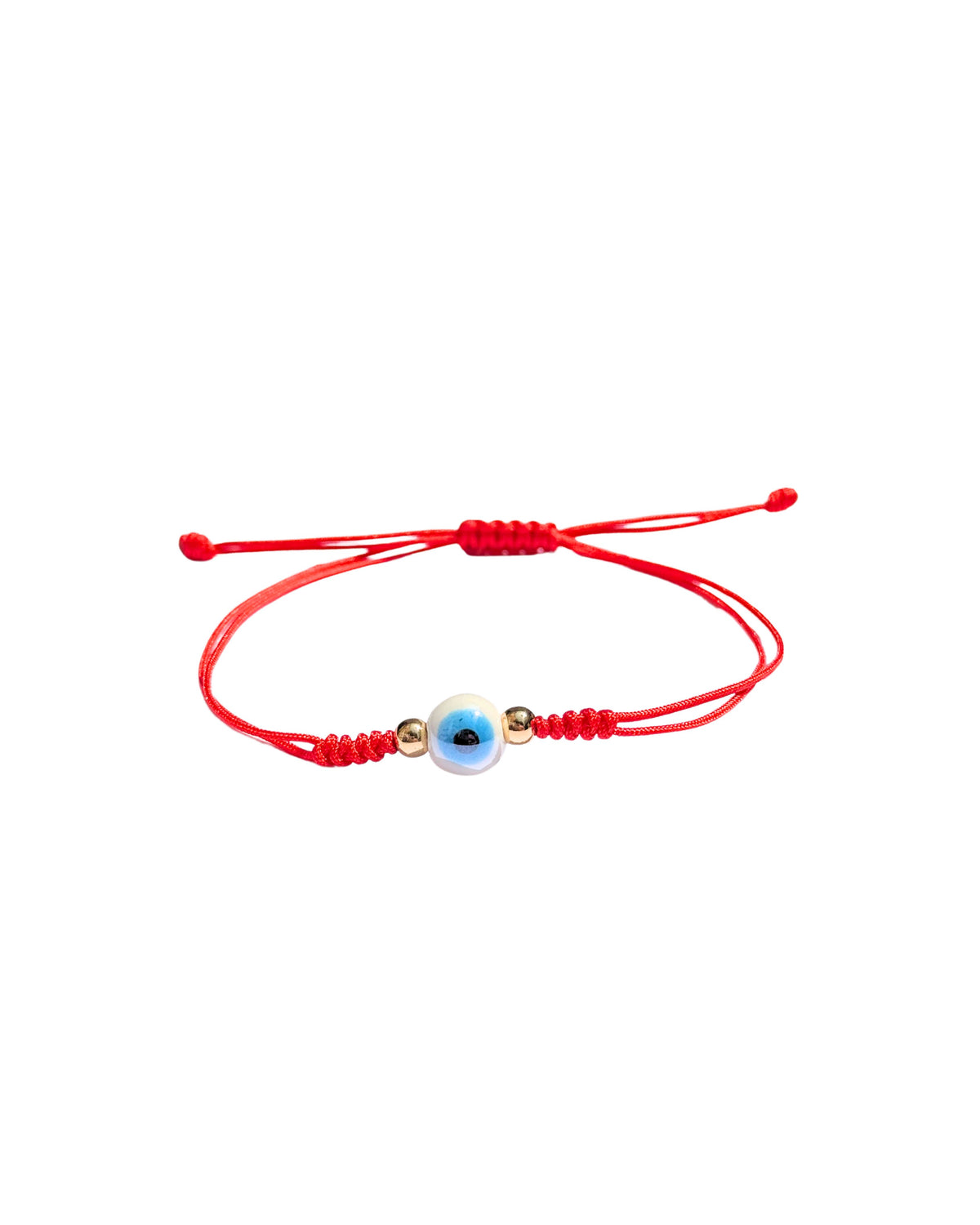 Pulsera Ojo Turco · Hilo rojo y chapa de oro de 14k