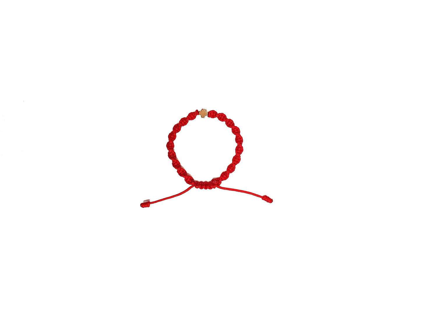 Pulsera Roja Tejida De Protección Con Cruz De Hematita Dorada Para Recién Nacido