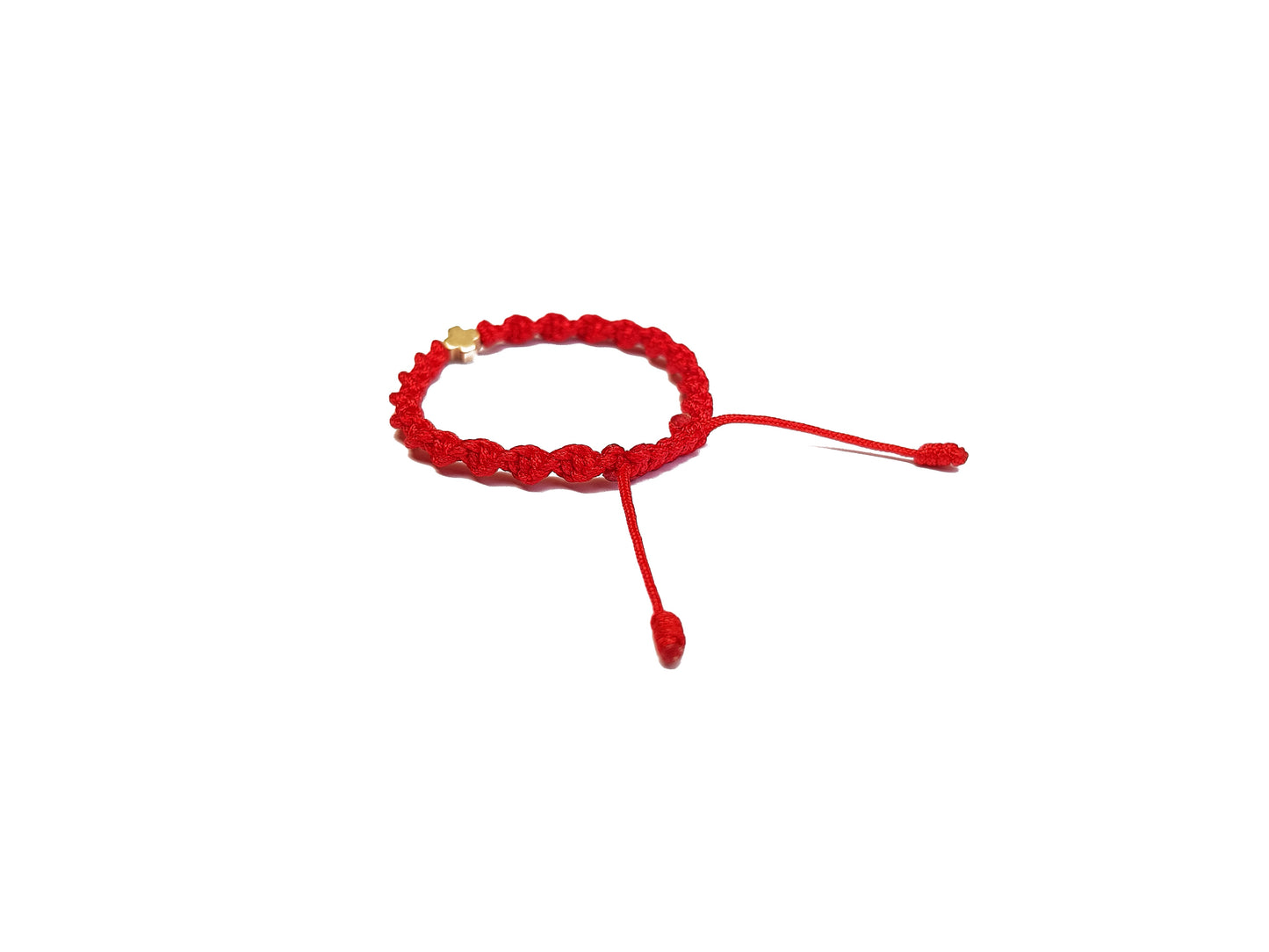 Pulsera Roja Tejida De Protección Con Cruz De Hematita Dorada Para Recién Nacido