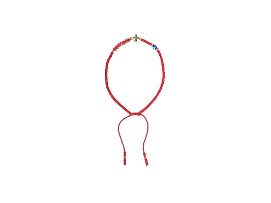 Pulsera protección con ojo turco, cruz y cristales