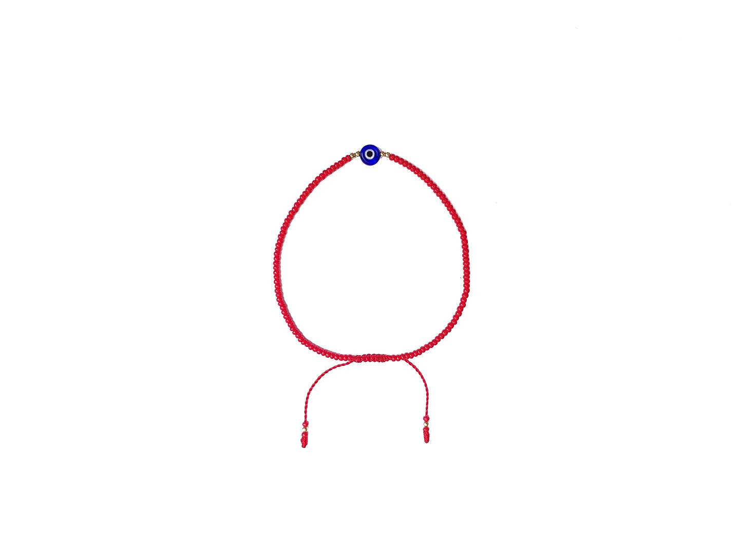 Pulsera Roja De Protección Con Ojo Turco Azul Rey Y Puntos De Oro