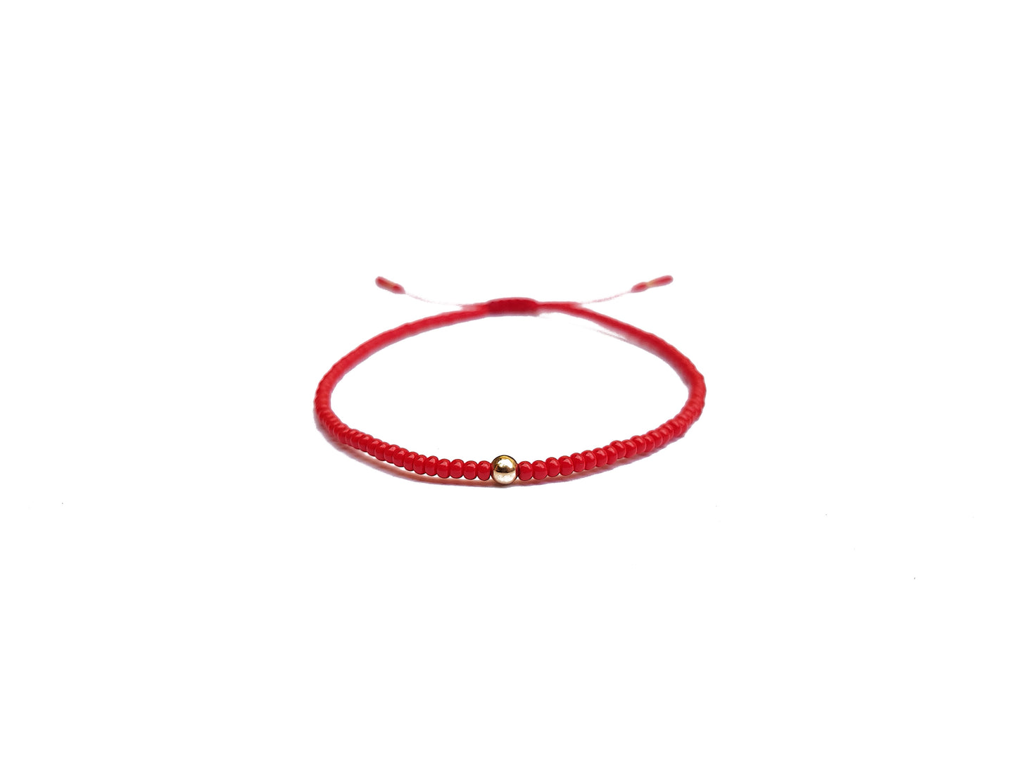 Pulsera Roja De Protección Con Esfera De Oro