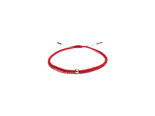 Pulsera Roja De Protección Con Esfera De Oro