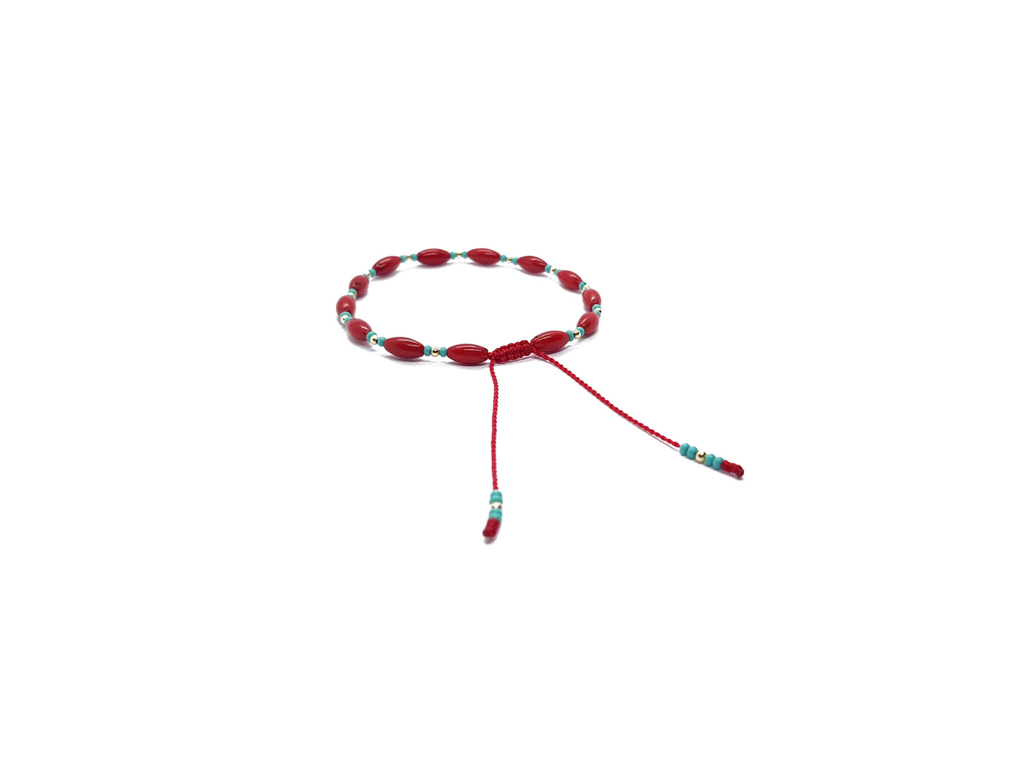Pulsera Roja De Protección Con Coral Y Oro
