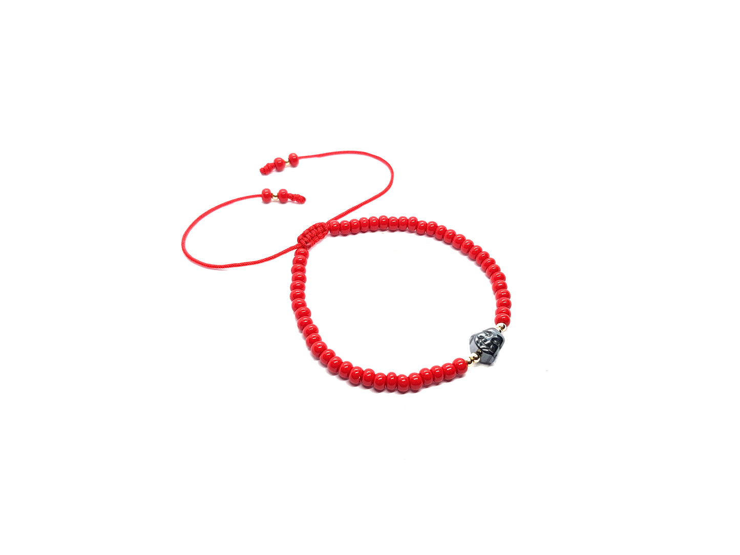 Pulsera Roja De Protección Con Buda De Hematita
