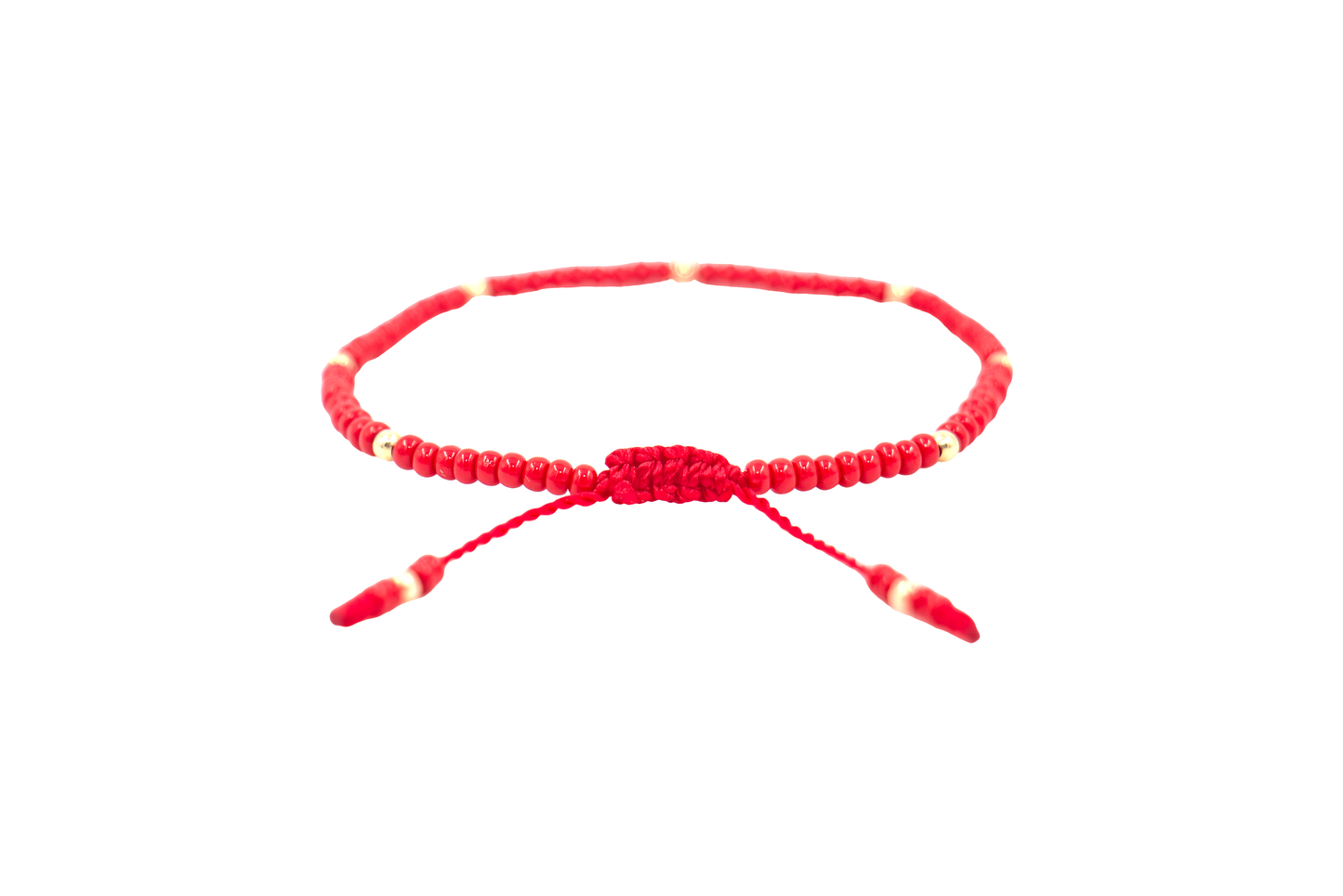 Pulsera Roja con Puntos de Oro para Recién Nacido