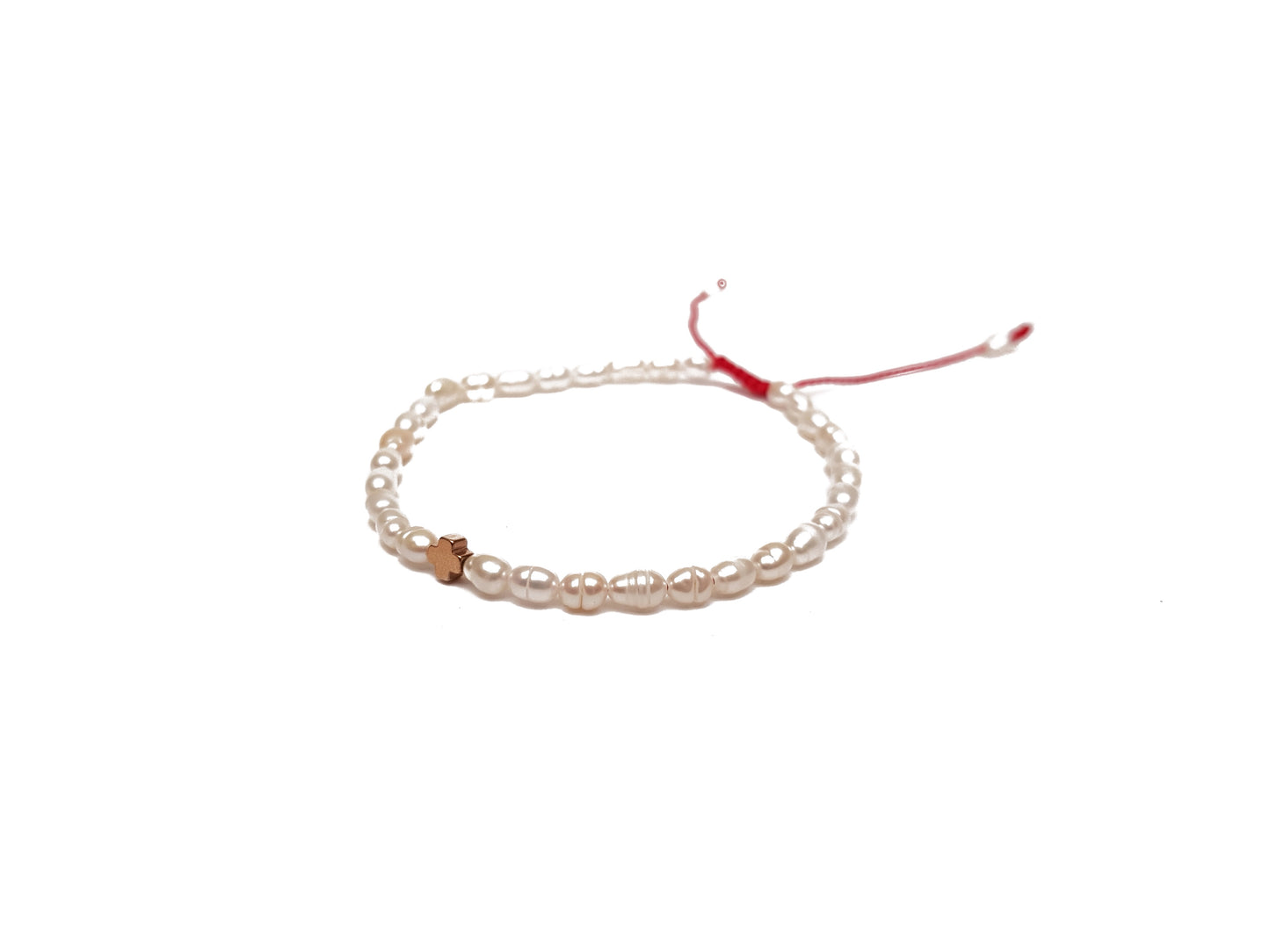 Pulsera De Protección Con Perlas Y Cruz De Hematita