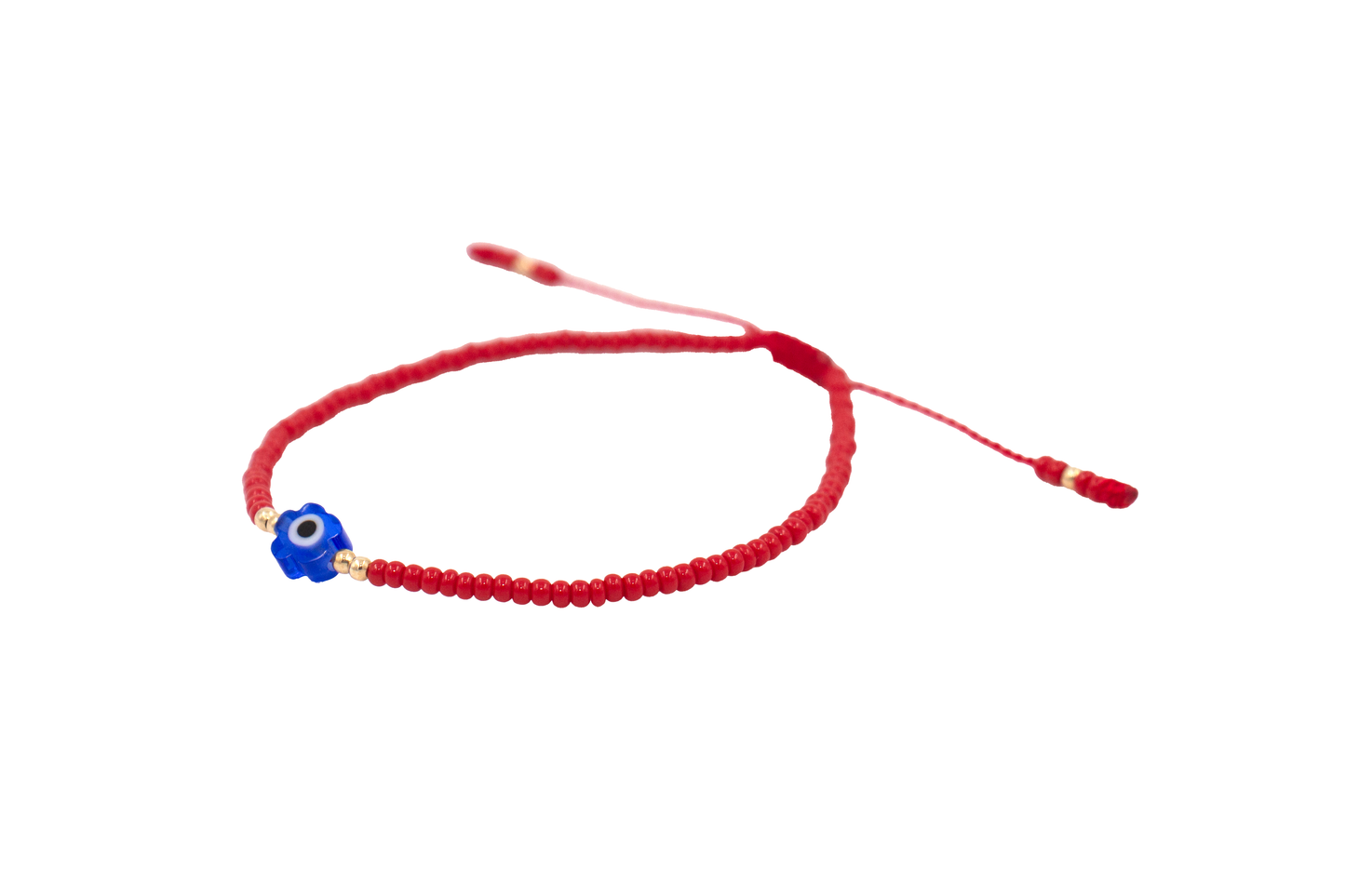 Pulsera Roja de Protección con Ojo Turco Flor Azul Rey