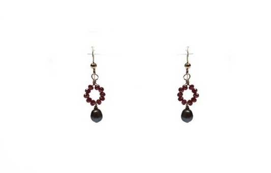 Aretes con aro de cristal y perla