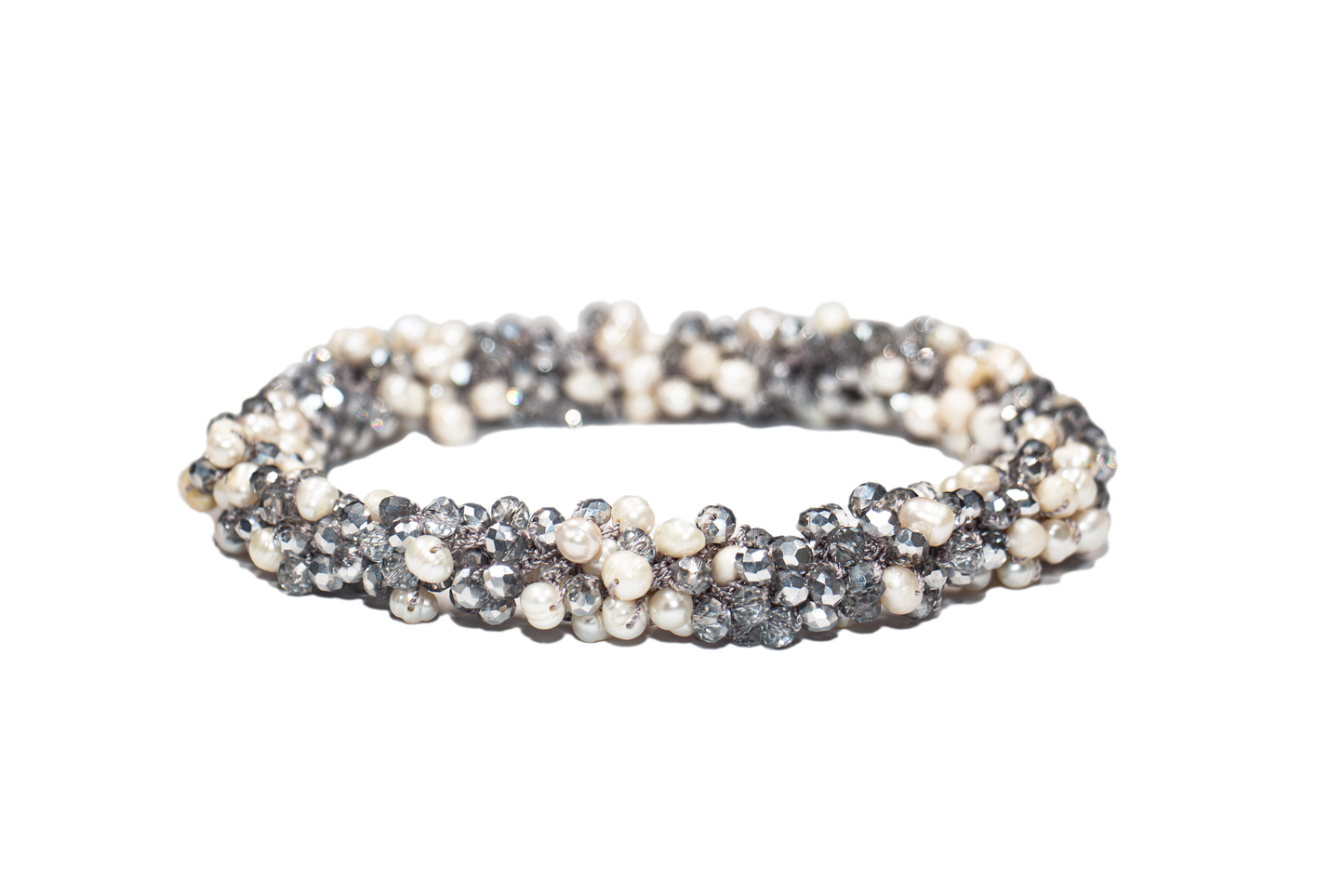 Collar Largo De Cristal Con Perlas